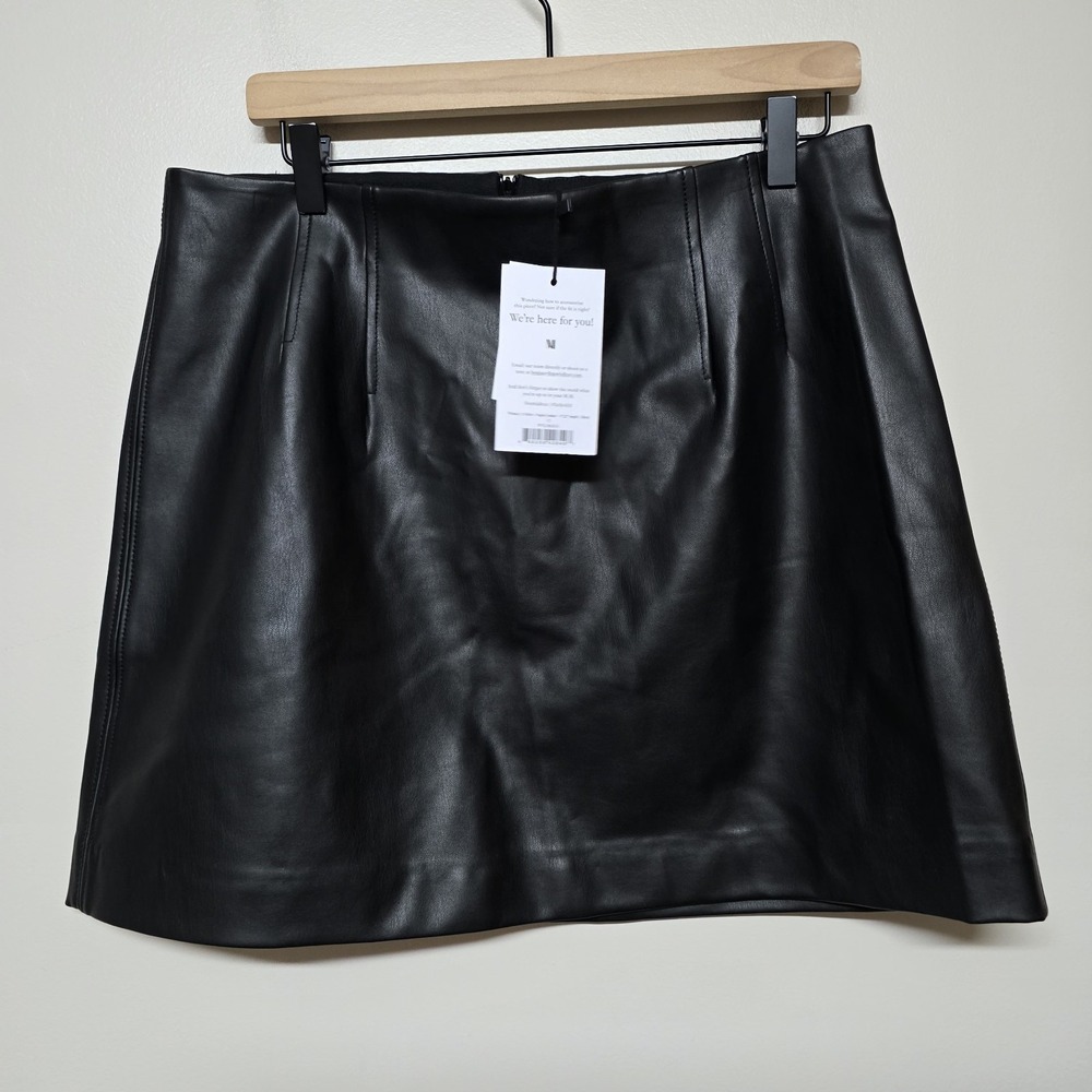 M.M. Lafleur Whitney Vegan Leather Black Mini Skirt Size 12‎ - NWT